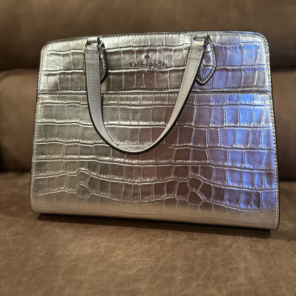 Kate Spade Silver Metallic Croc Purse